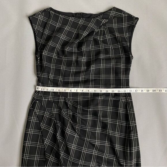WORTH Black Plaid Sheath Wool Blend Sleeveless Dress Women’s Size 6 - Picture 6 of 9